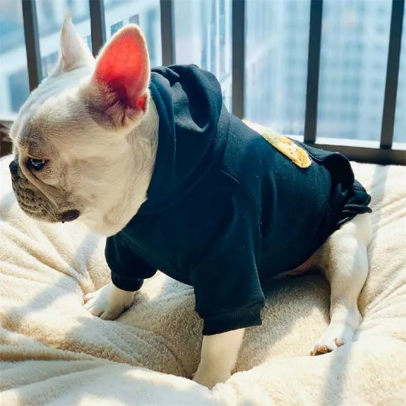 작은 중형 개를위한 양털 개 까마귀 패션 프린트 Frenchie Bulldog 코트 자켓 Pug 의상 강아지 개 애완 동물 의류 A45 211007