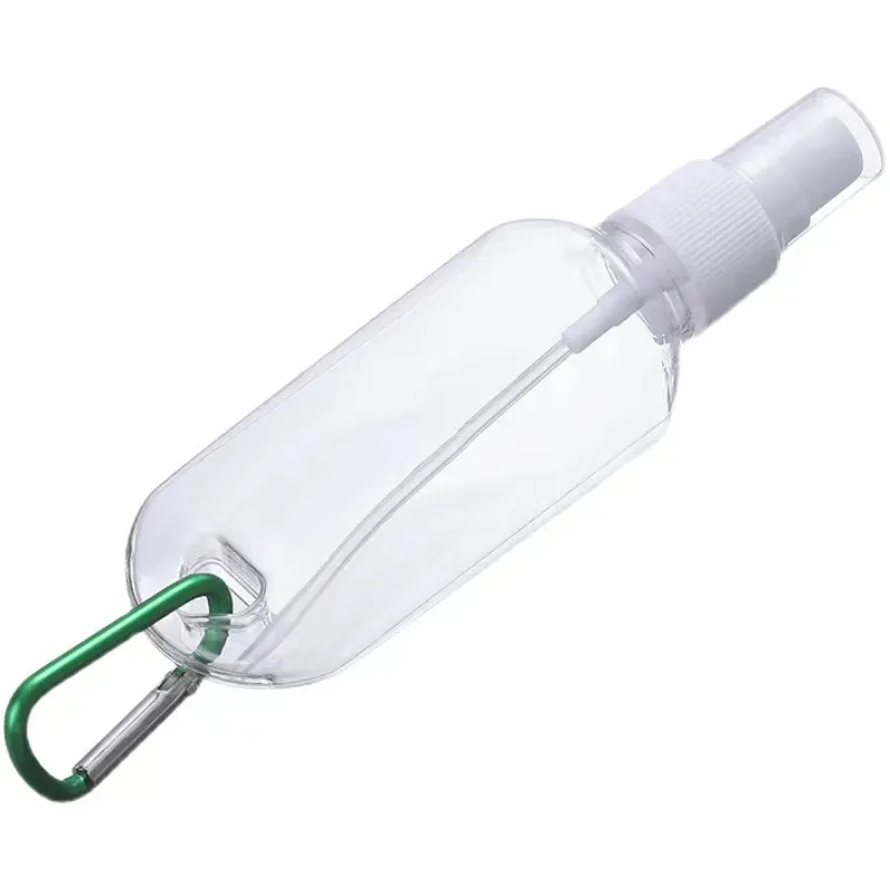 100Pcs Lot Alcohol Disinfectant Spray Bottle 50ML Refillable Packing Bottles With Key Ring Hook Clear Transparent Conveniently Por224Z