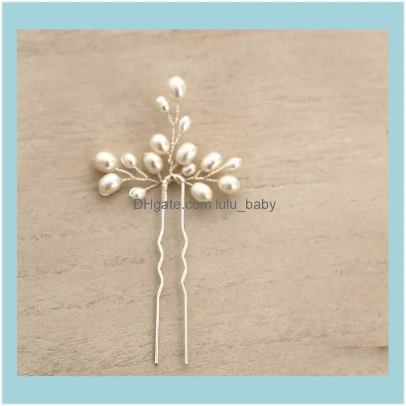 Handmade Freshwater Pearls Jewelry Gold Silver Color Wedding Pins Piece Elegant Bridal Hair Ornament Accessories