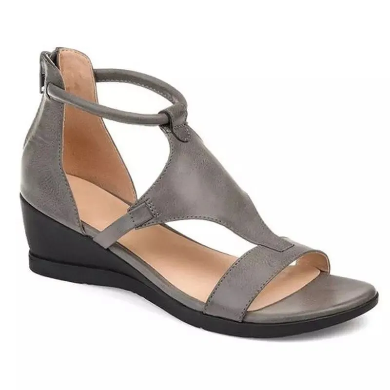 2021 슬로프 힐 여성 샌들 여름 캐주얼 신발 레트로 로마 큰 크기 35-43 4 색