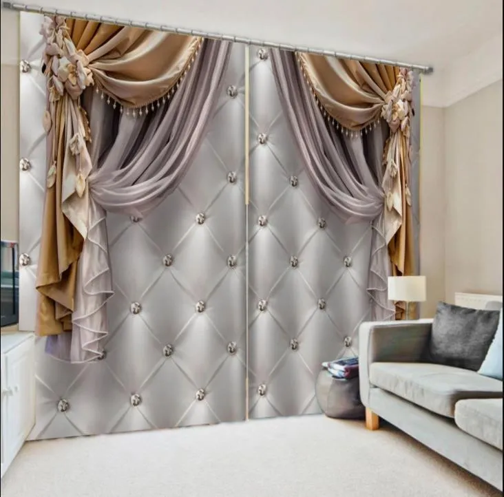 カーテンドレープカスタムホームデコレーション3Dヨーロッパスタイルの窓カーテンリビングルームの寝室の贅沢のためのカーテン