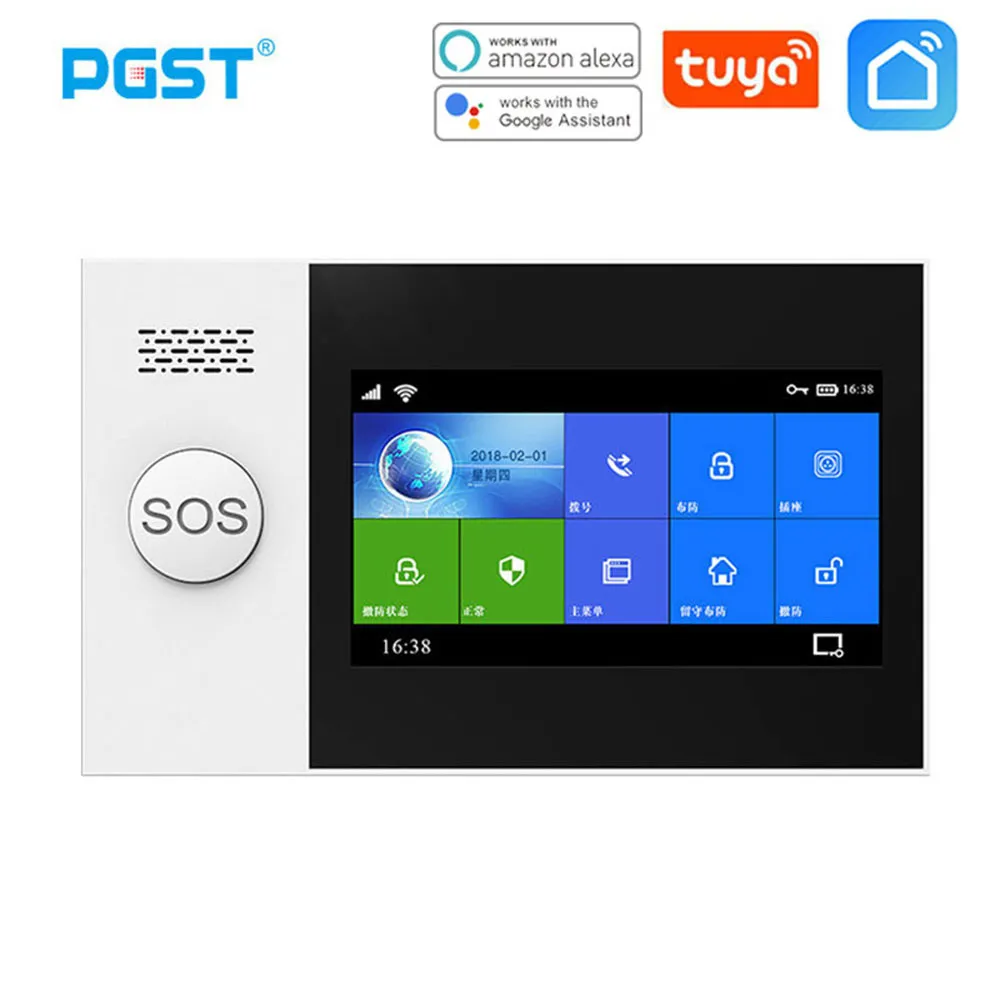 PGST PG-107 TUYA Wireless Wifi GSM Sicurezza domestica con rilevatore di movimento Sistema di allarme di allarme App Controllo Supporto Alexa