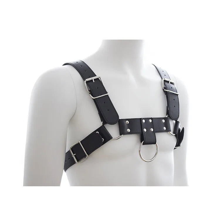 Uomini Bondage Harness Uomo Cuoio Gay Bondage maschile nel gioco per adulti Fibbia regolabile Imbracatura toracica Bondage Toy X0401