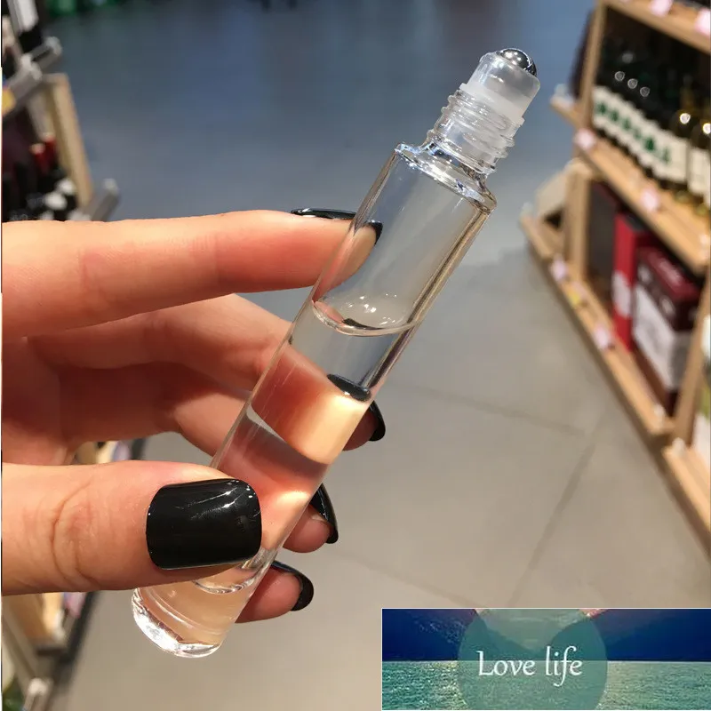 30 pièces 10 ml verre clair uni rouleau sur bouteilles vide en acier inoxydable rouleau boule bouteille pour huiles essentielles brillant à lèvres parfum