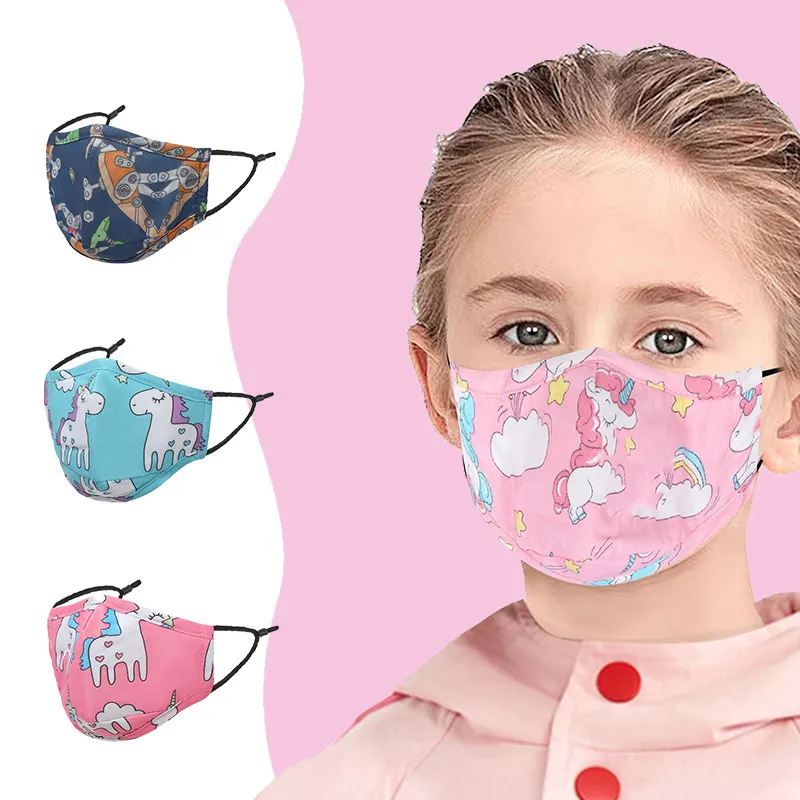 Children Cottons Maski zmywalne trzywarstwowe do uszu odporne na kurz bawełniane