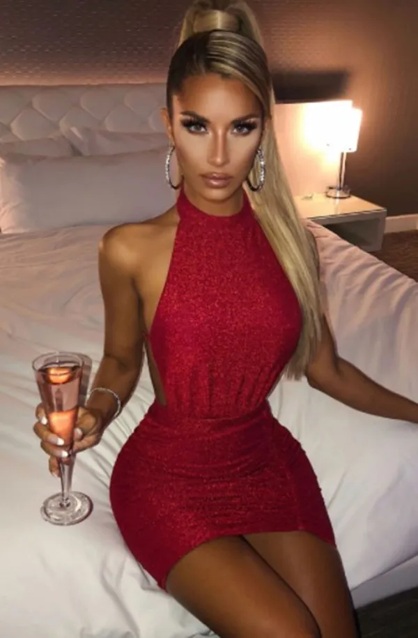 Sexy Halter Backless Sheath Two Piece Small Sexy Skirt Set Multi