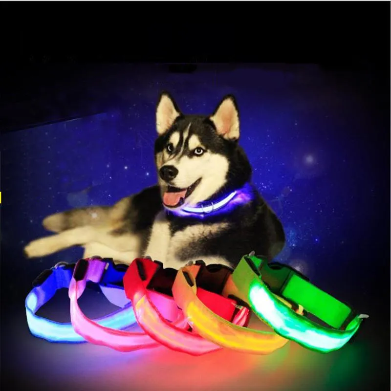 Obroże dla psów Smycze Ładowanie USB Regulowany kołnierz PET LED Nocna noc Migarka Luminous Plastic Neck Dog