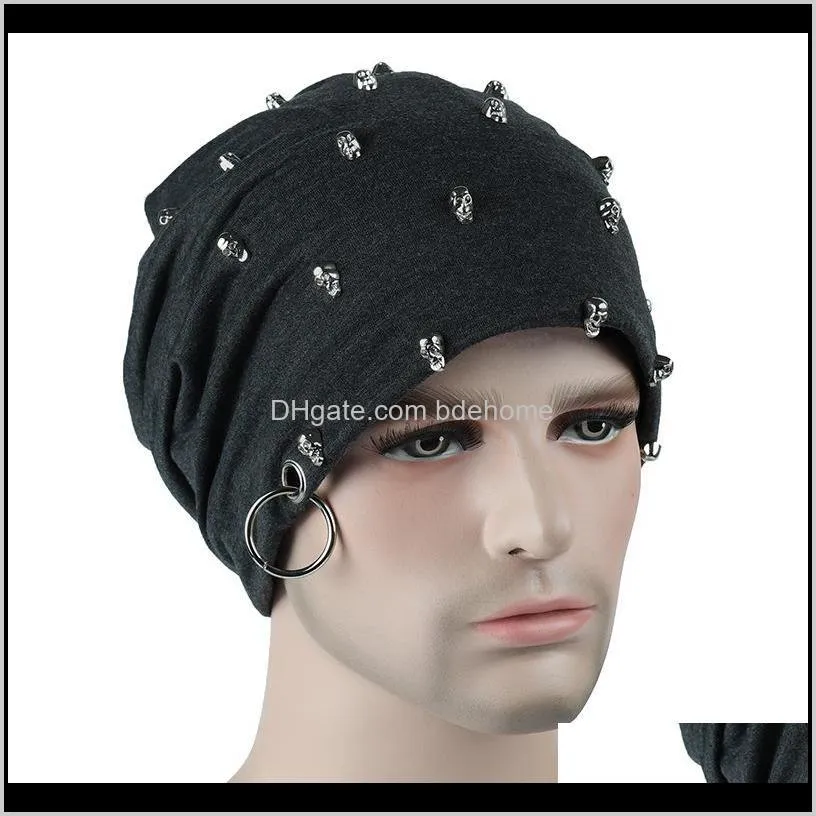 new fashion men women unisex casual hat with skull hoop brancaps winter warm beanies thick adult hip hop bonnet hats