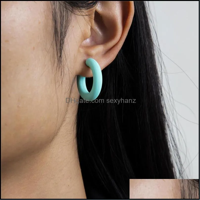 Fashion Candy Color Acrylic Stud Earrings Women C Shaped Retro Ear Rings For Party Gift Earring Hoop Jewelry Accessories Wholesale