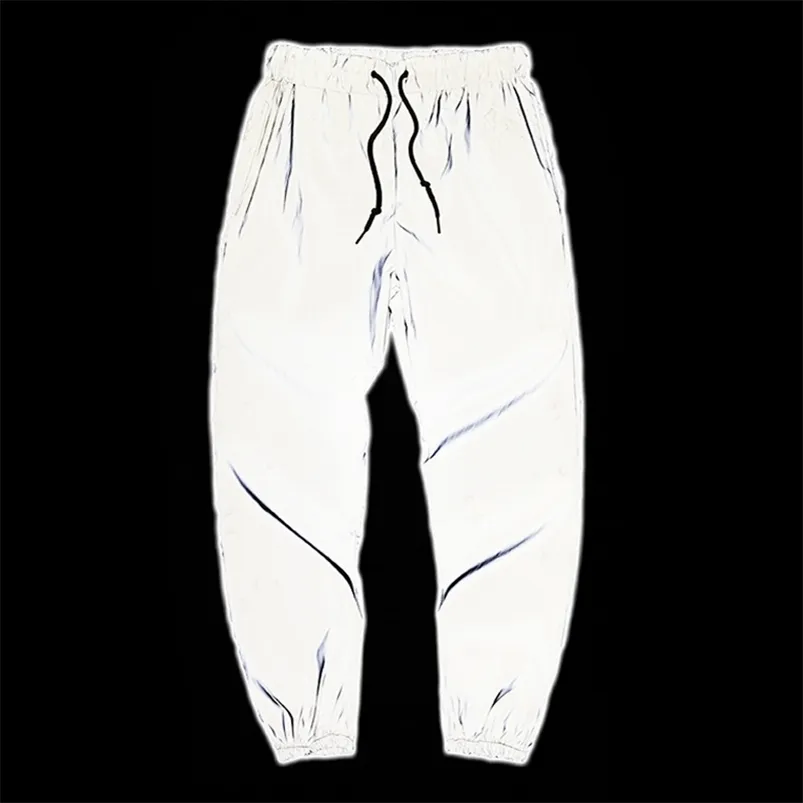 Pantaloni hip-hop riflettenti pantaloni da jogging da uomo 210715