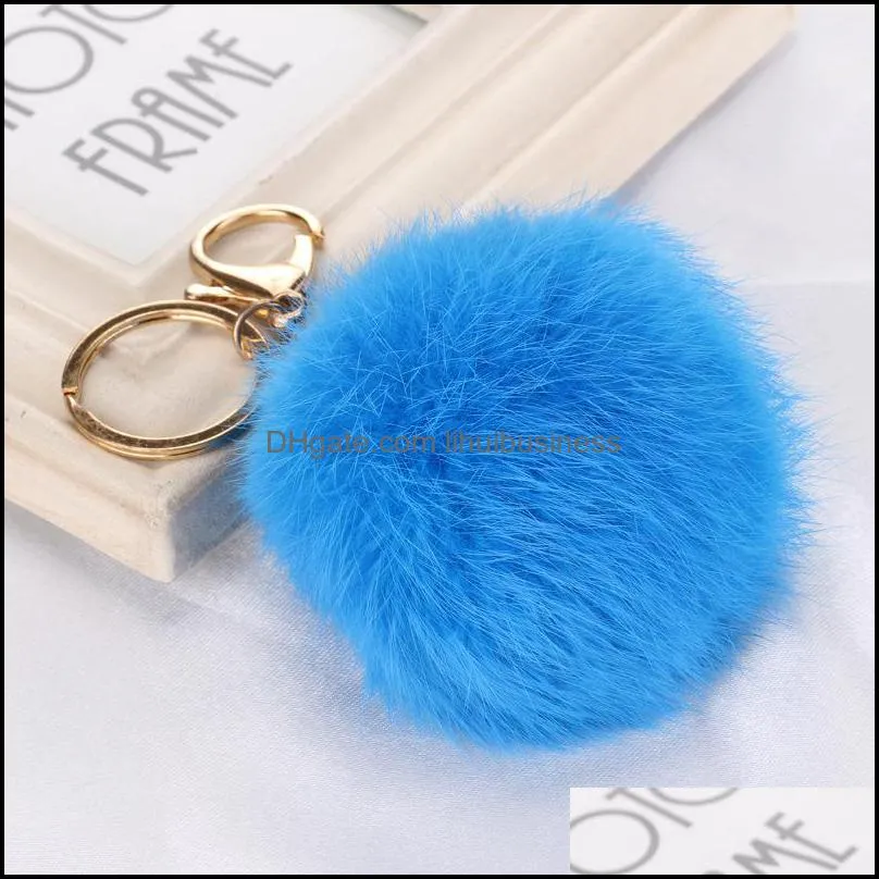 Fur Keychain 1PC Cute Fur Keychain Pompom Fake Fur Ball Key Chain Fluffy Pompon Keyring Bag Charms Key Ring Llaveros Chaveiros Bag