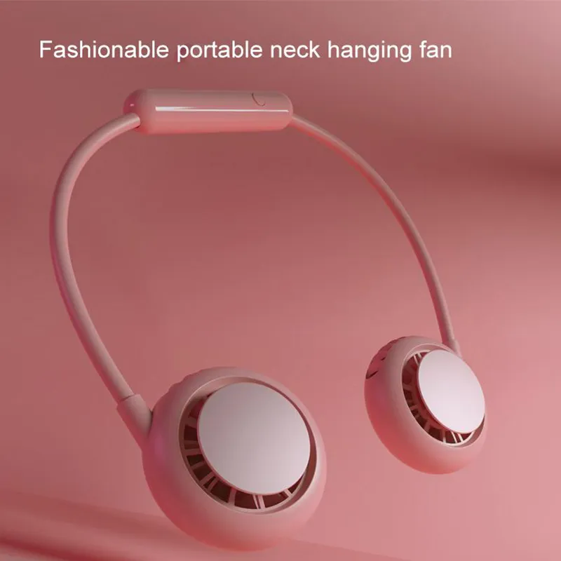 Articles de nouveauté Ventilateurs électriques Mains libres Lazy Hanging Neck Refroidisseur d'air Portable USB Ventilateur de charge Silencieux 3 vitesses Réglable Leafless Sports WH0480