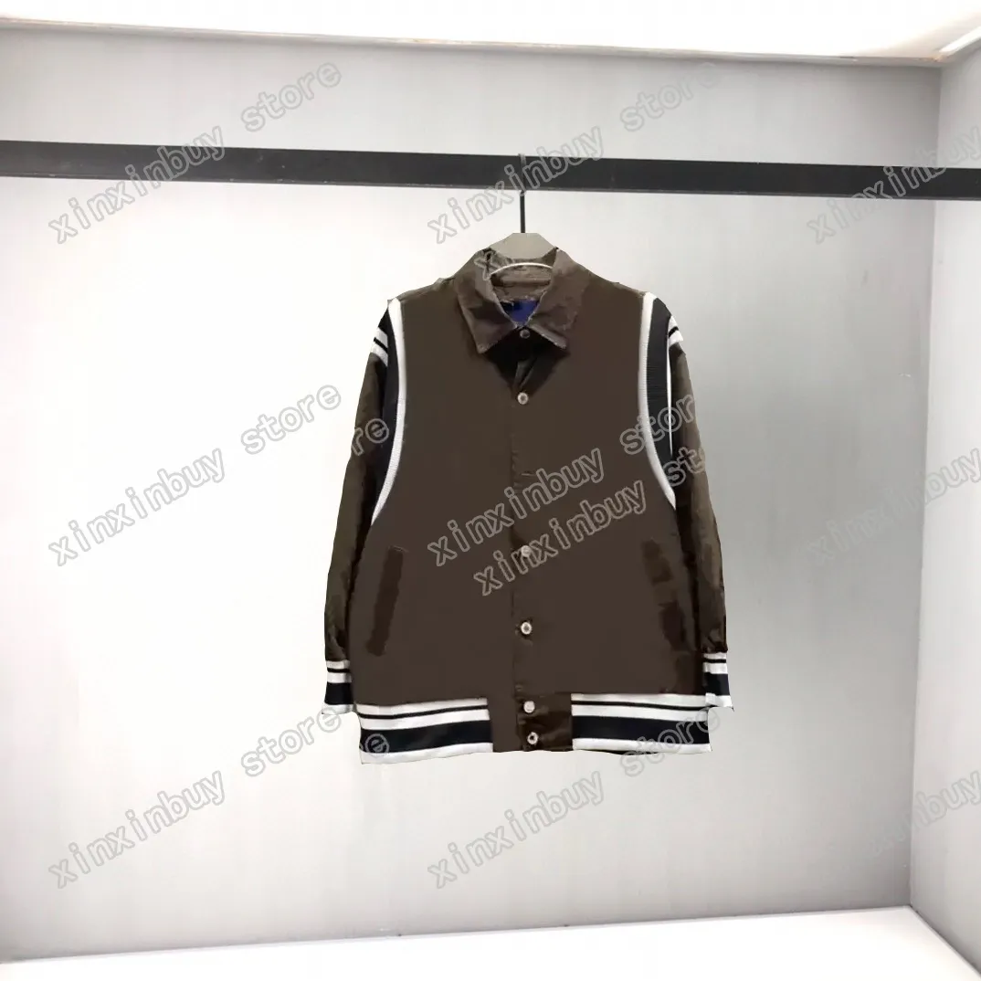 22SS Mężczyźni Kobiety Designers Kurtki żakardowe Stripe Ramię Listy Łączenie Kapel Neck Paryż Moda Streetwear Brown S-XL