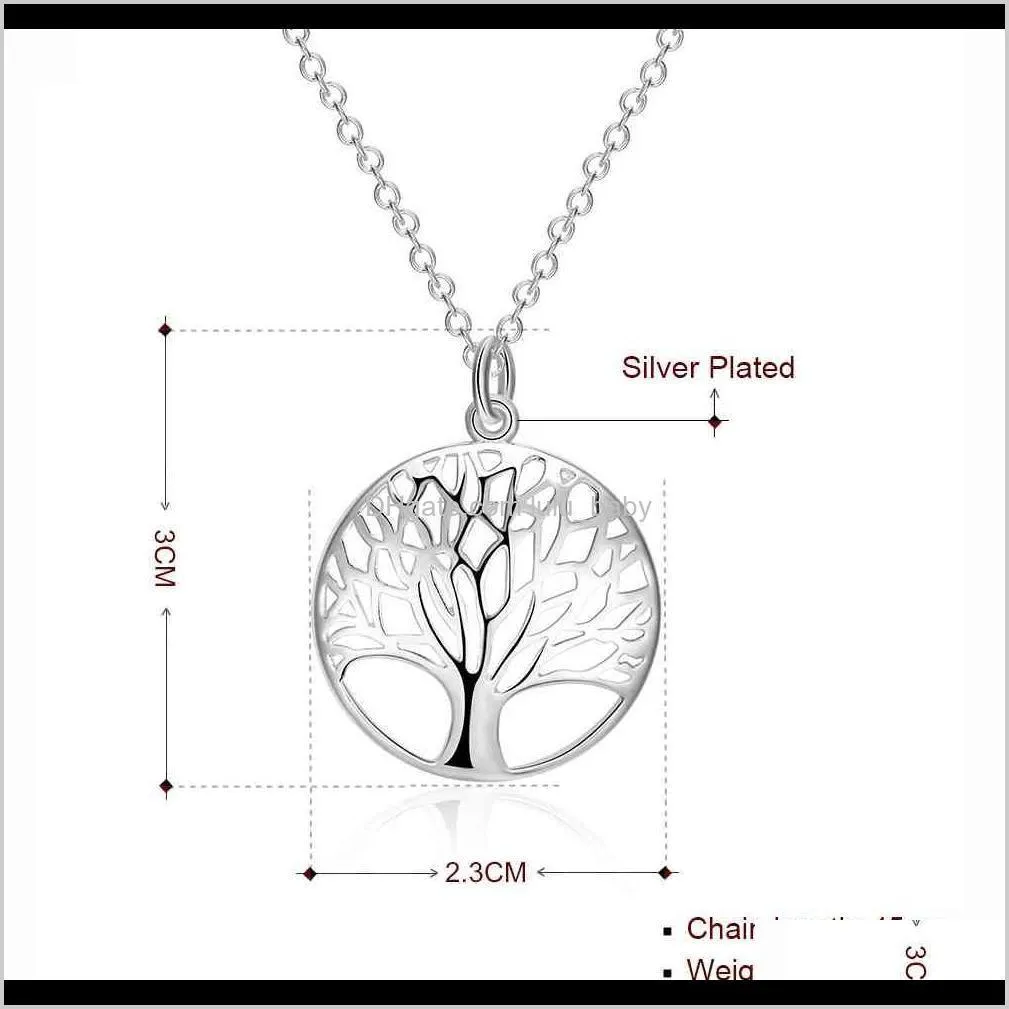 925 jewelry women jewelry silver color women necklaces & pendants necklaces the tree of life populares for girl gift