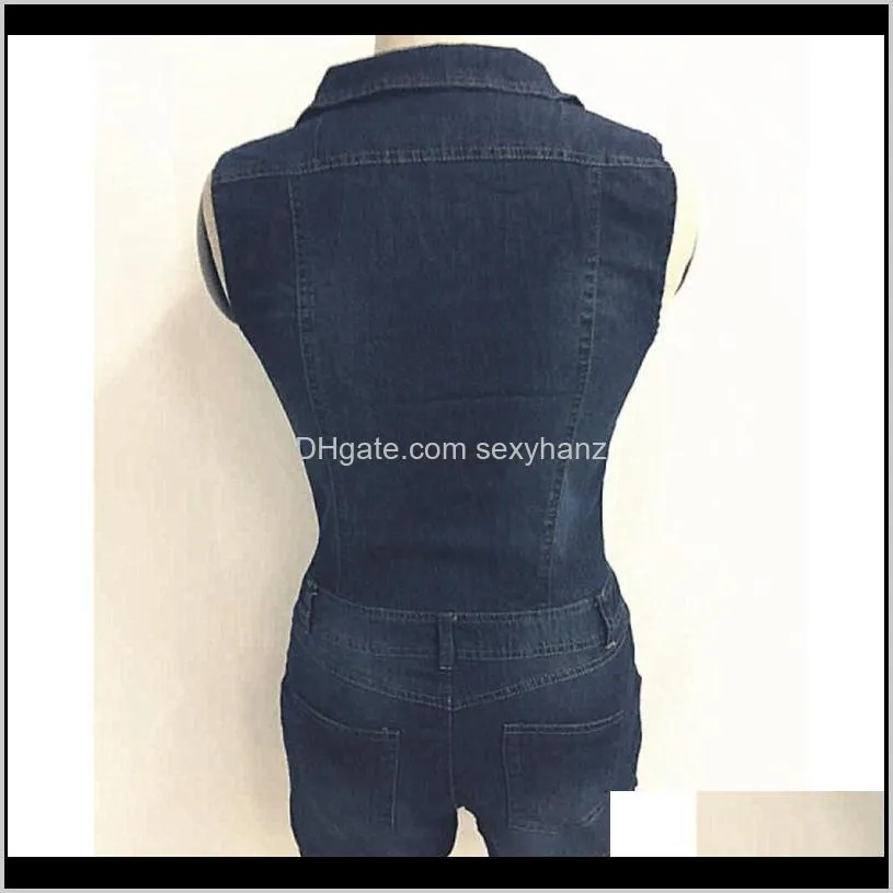cotton slim sleeveless jeans jumpsuit denim playsuit overalls for women jeans shorts 2020 buttons plus size woman short romper