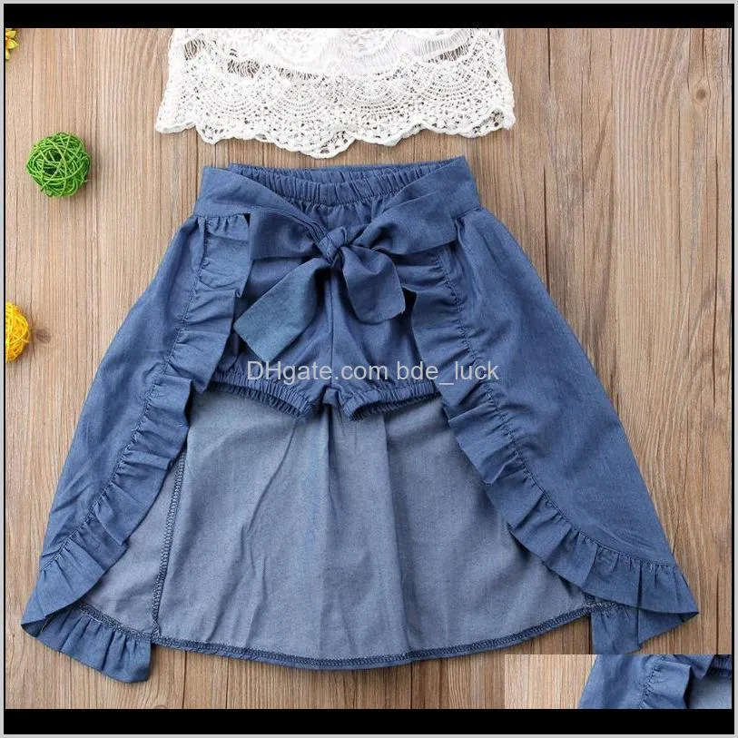 Baby Girl Kids Outfits Newborn Lace Off-shoulder Lace Boho Tops+Short Pants+Ruffles Dress Cildren Clothes Casual 3Pcs Set