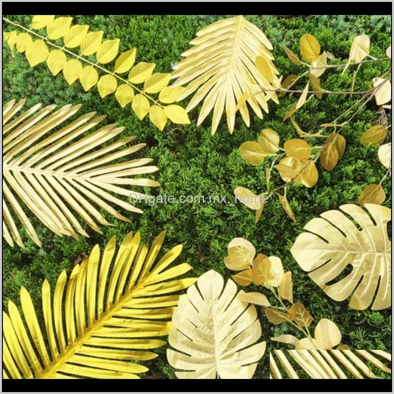 set 30pcs exquisite artificial leaves po props wall decors (golden) decorative flowers & wreaths