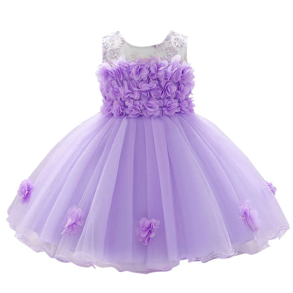 Summer Floral Baby Girls Princess Bridesmaid Pageant Gown Birthday Party Wedding Dress Birthday Party Wedding Dress Q0716