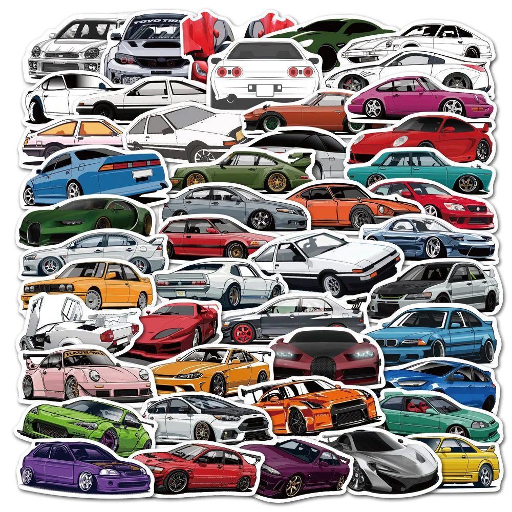 Car sticker 10/50/100pcs Sports Racing Car Stickers for Helmet Bumper Luggage Bicycle Snowboard Cool Vinyl Decals Sticker Bomb JDM Styles