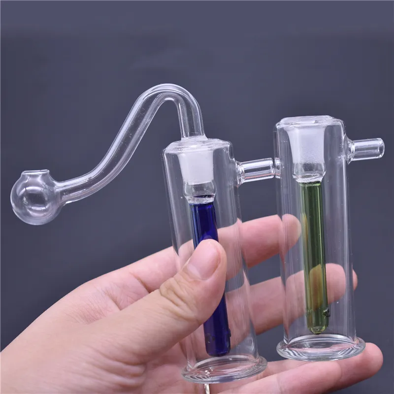 CHAUD EN VENTE 8 cm Ambre/Bleu/Vert Pas Cher 10mm verre brûleur à mazout plate-forme bong pas cher mini verre downstem fumer eau verre bong