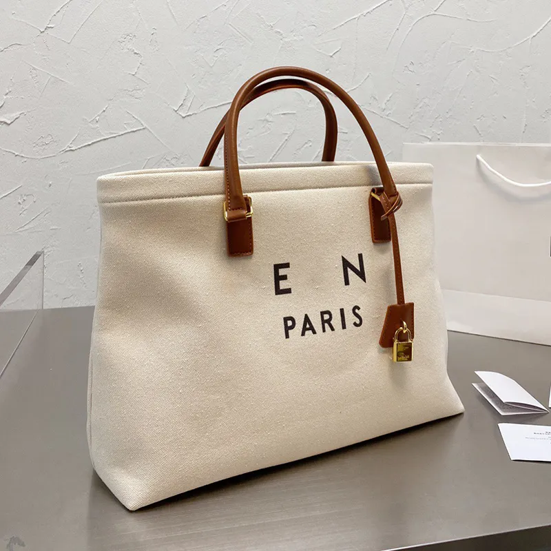 Designer Women Cabas Canvas Tote Bag Paris Brand Letter Printed Totes Handbags Woman Shopping Shoulder Handbag Luxurys Designers Bags With Lock High Quality