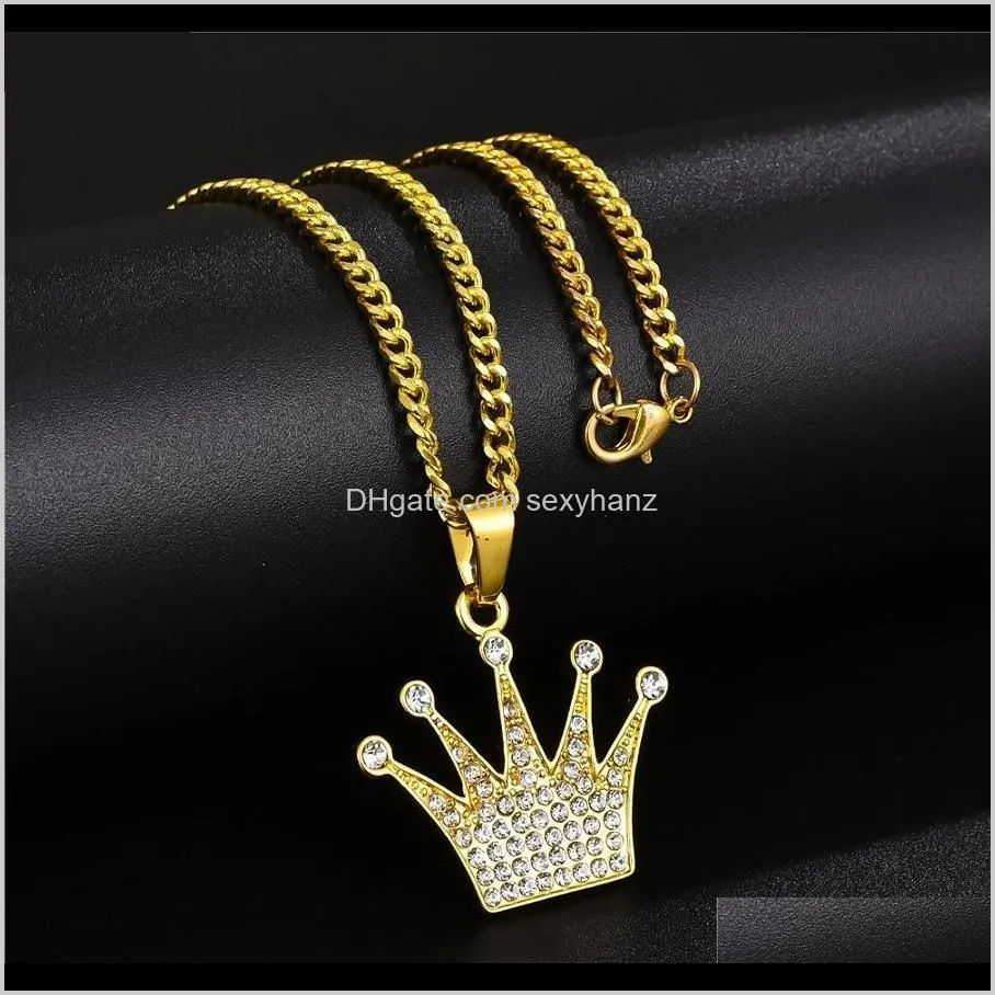 Fashion Designer Necklace Men Hip Hop Jewelry Full Rhinestone Design Pendant 18k Gold Plated 60cm Long Chains Trendy Punk Necklaces For