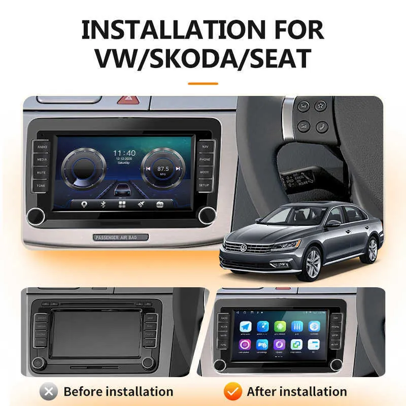 스테레오 수신기 2Din Android 10 VW / Volkswagen / Golf / Passat / Skoda / Octavia / Polo / 좌석 자동차 멀티미디어 플레이어 GPS 라디오 DVD