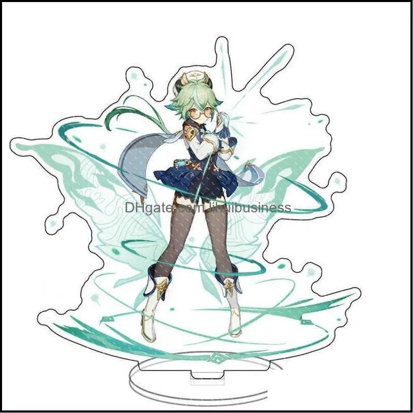 Genshin Impact Childe Zhongli Albedo Keli Cosplay Character Stand Kawaii Accessories For Boys Girls Collections Keychians Y0728