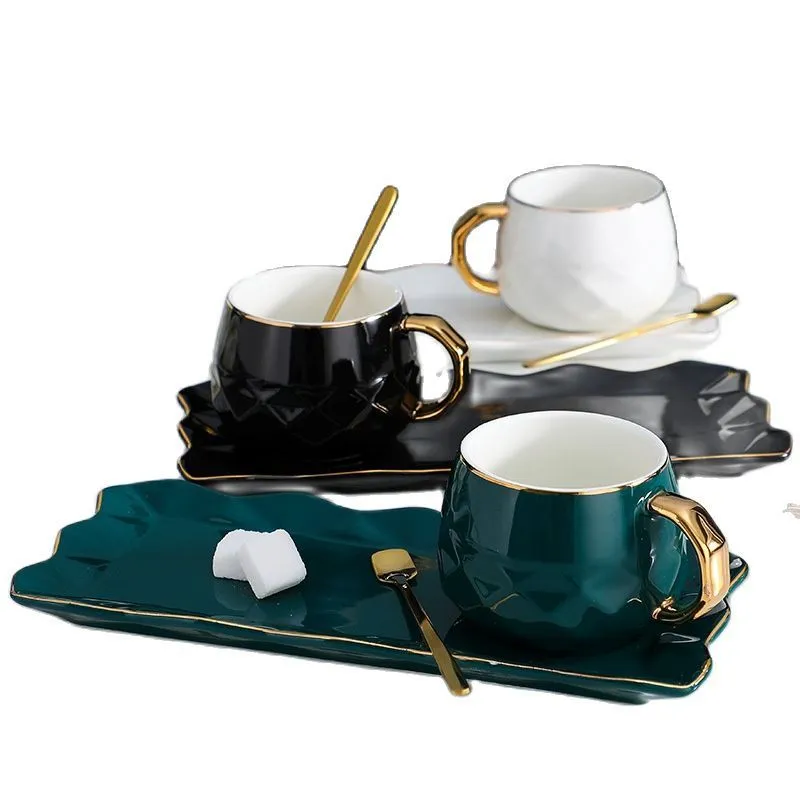 China Ceramic drink for mugs tea and saucer Creative coffe s coffee breakfast cup Tea set