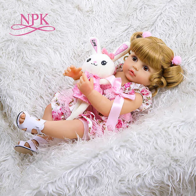 Shipment from Russia 55CM bebe doll reborn toddler girl doll full body silicone soft real touch flexible anatomically correct Q0910