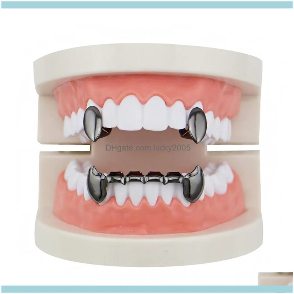 cheap sale single vampire fangs canines and gold braces teeth grills party teeth accoessories