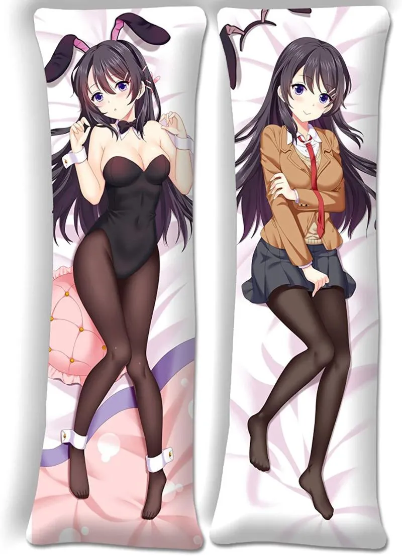 Partij Gunst Anime Seishun Buta Yarou Sakurajima Mai Dakimakura Meisje Knuffelen Lichaam Peachskin Kussensloop Geval Big Borsten