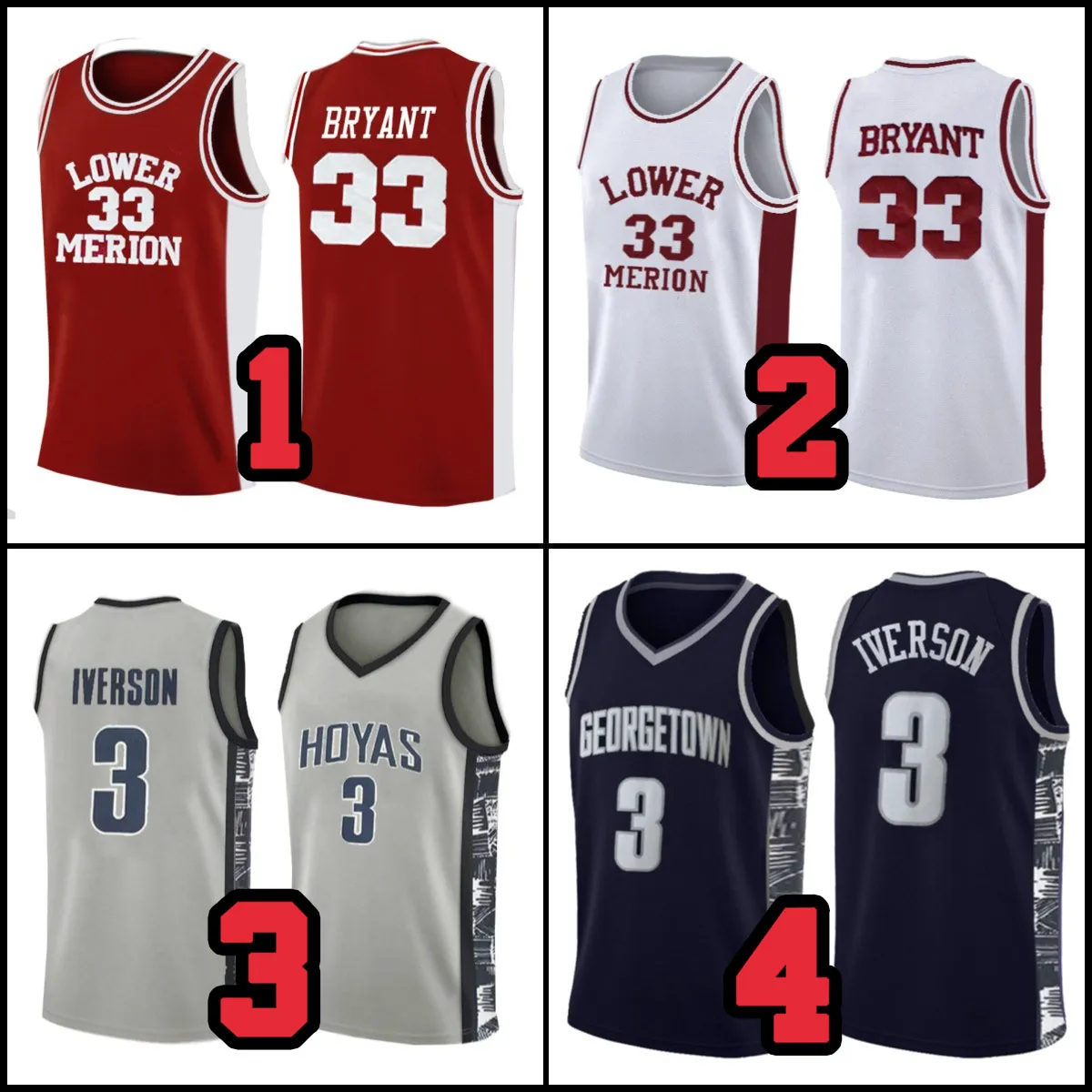 NCCA LeBron Bryant James Kevin Kyrie Durant Irving Harden Westbrook Basketball-Trikot Stephen Michael Curry Allen Trae Iverson College-Trikot x6