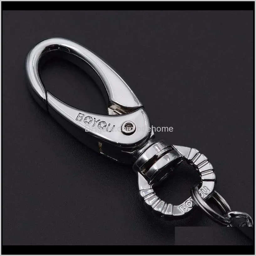 stainless steel hip hop fashion men women keychain anti-lost long chain key ring metal car key chain bag charms pendant