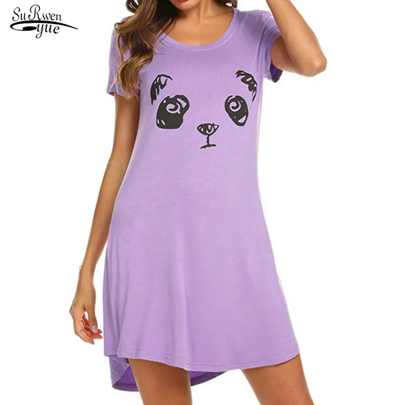 Cute Cartoon Printed Casual Dresses For Women Cotton Loose Party Summer Short Sleeve Black Vestidos 12414 210508