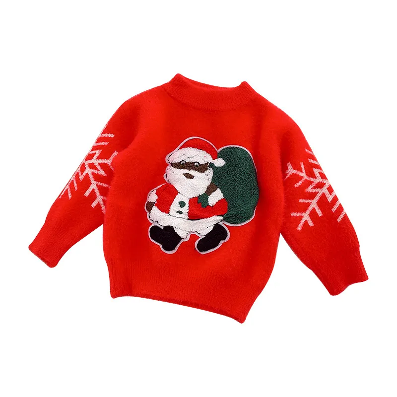 Herbst Winter Jungen und Mädchen Weihnachtspullover Unisex Nerzpullover Weihnachtsbaumpullover