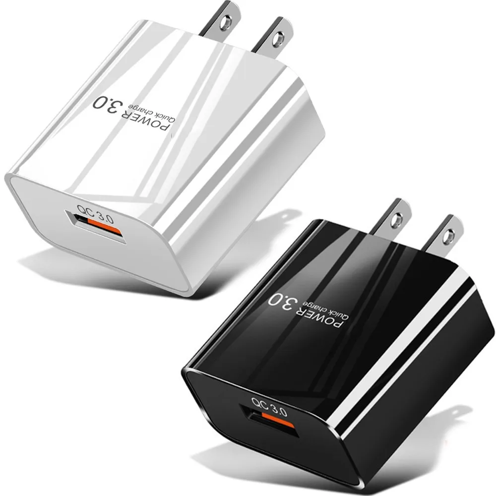 QC3.0 Carregadores adaptativos rápidos Carregamento rápido UE US 3A 18W Adaptador de energia Carregador de parede USB para iPhone 13 14 15 Pro max Samsung Tablet PC Android phone