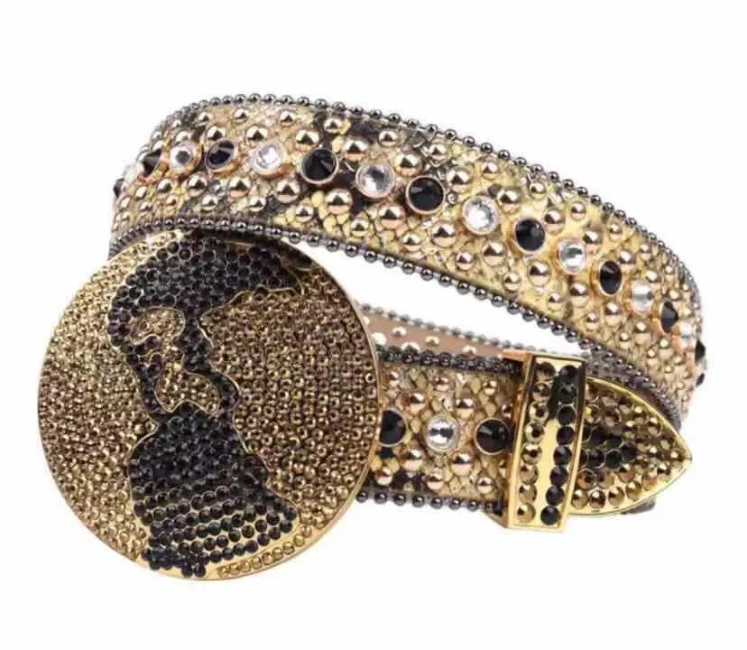 2022 Diseñador BB Belt Simon Belts para Owen Men Mujeres Fashion Gold Kor Diamond Belt Gold Garn Rhinestones multicolor