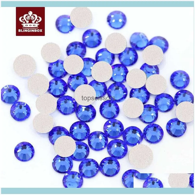 SS3-SS34 Sapphire 3D Nail Art Rhinestone Glass Crystal Non Fix Strass Glitter For Nails Decoration H00251