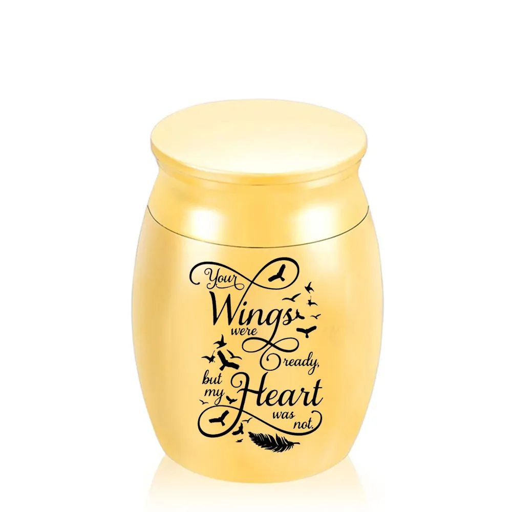 Engraved Aluminum Alloy Pet Cremation Jars With Wings Keep Your Dry