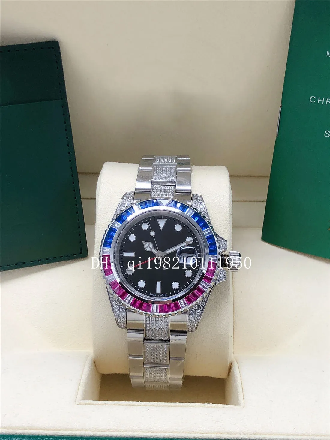 Luxury U1 Фабрика Высочайшее качество 8 Стиль Двухтонов Diamond 116759 Красный GMT II Diamond Bezel Sapphire 40 мм Автоматическая дата Мужские Часы Мужские Часы Наручные Часы Оригинальная коробка