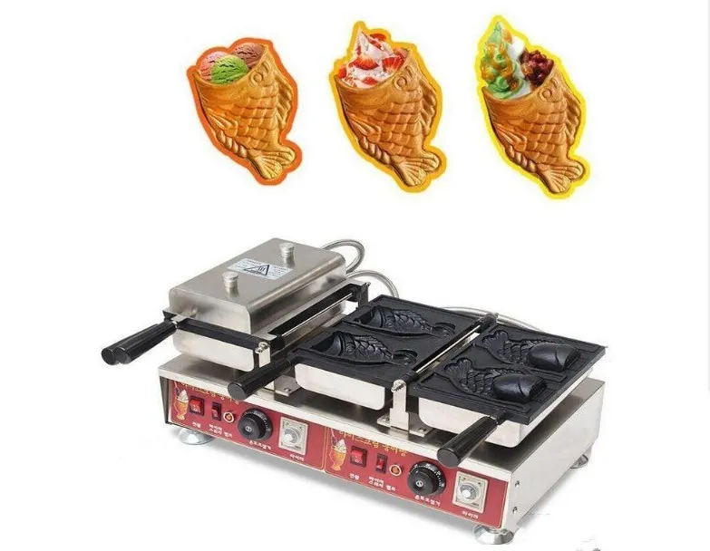 Equipo de procesamiento de alimentos 110v 220v Máquina para hornear Tail Fish Waffle Maker Helado Taiyaki para boca abierta