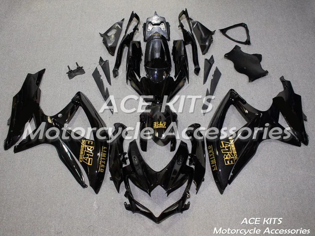 أطقم ACE 100٪ ABS Fairing Motorcycle Fallsings لسوزوكي GSXR 600 750 K8 2008 2009 2010 سنوات مجموعة متنوعة من الألوان رقم 1512
