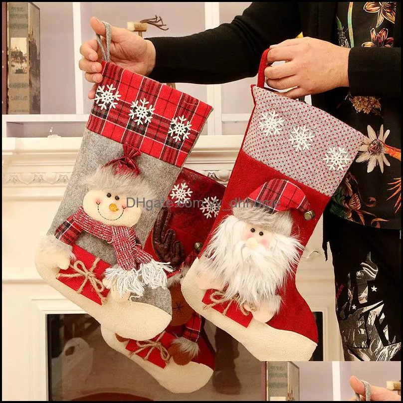 Christmas Stocking Classic Santa Snowman Reindeer Xmas Character for Family Holiday Party Hanging Decorations XBJK2109