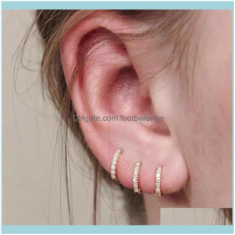 small Simple ear micro inlaid buckle round zircon fashion personality cartilage puncture earring Jewelry