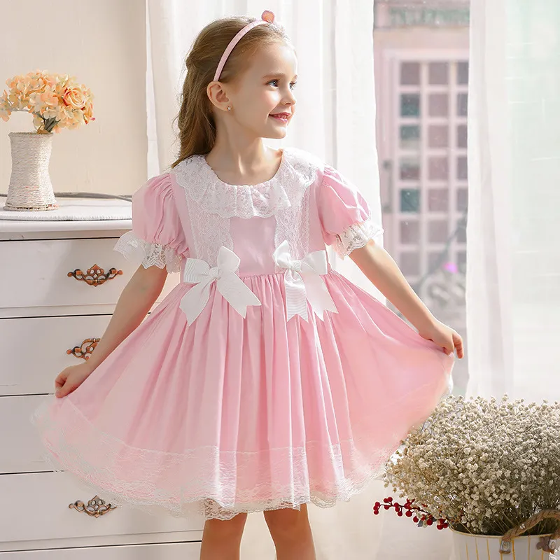 Vestido de verão para meninas de 2 a 8 anos, vestido de princesa com manga  voadora