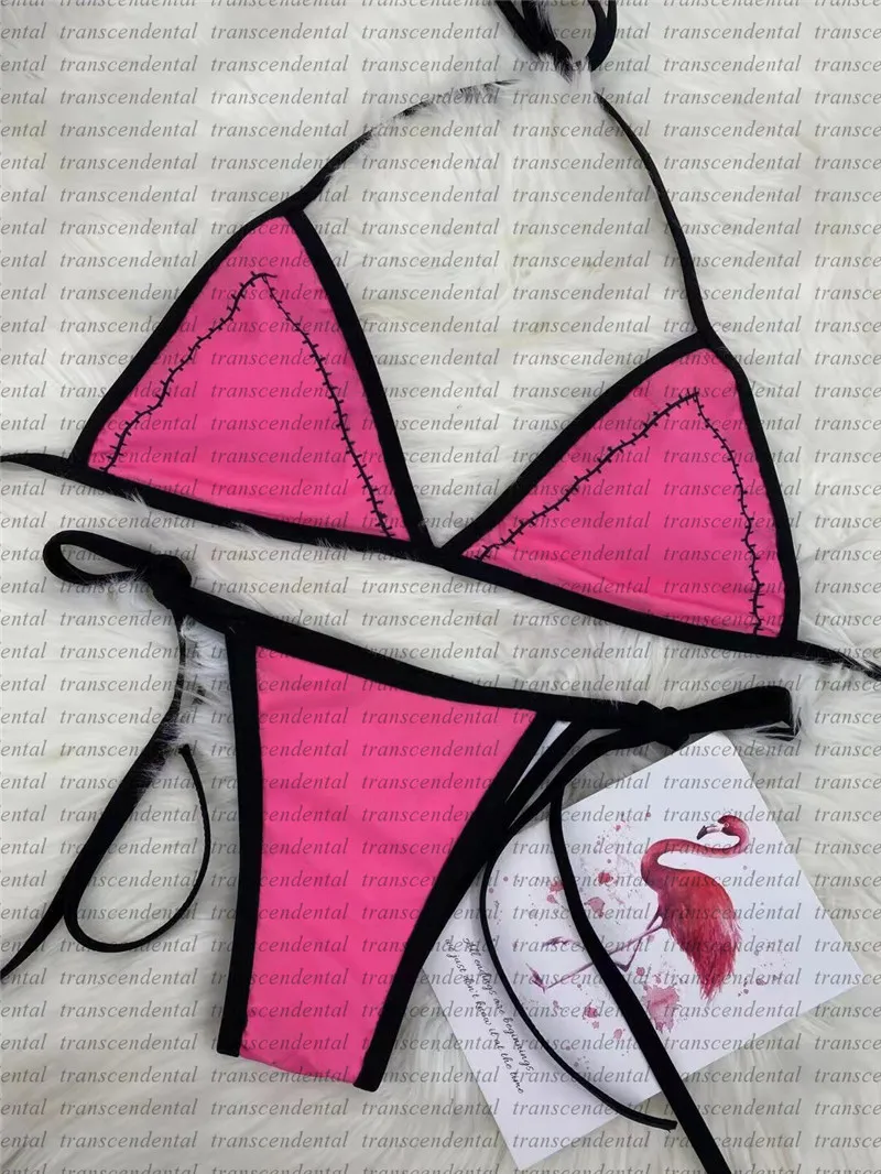 Pink bikini with black outline store