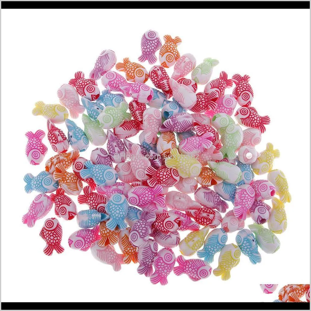 100pcs/pack loose beads cute animal shape for children diy crafts goldfish
