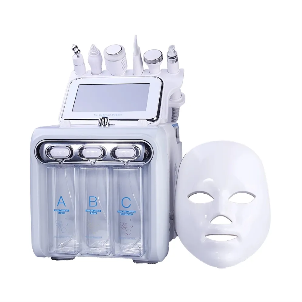 7 in 1 Hydro Microdermabrasion Ultrasonic Skin Scrubber Bio RF Cold Hammer Water Hydra Dermabrasion Spa Facial Skin Pore Cleaning Salon Machine With LED Face Mask