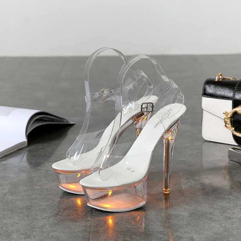 Wholesale Size:4.5-11 Women Fashion Sunflower Clear Platform Heels Shoes